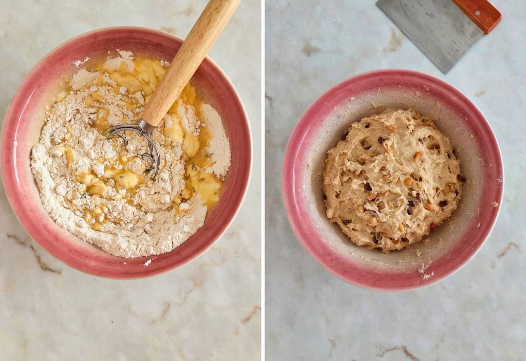 Mistura de ingredientes na taça para muffins bolo rainha