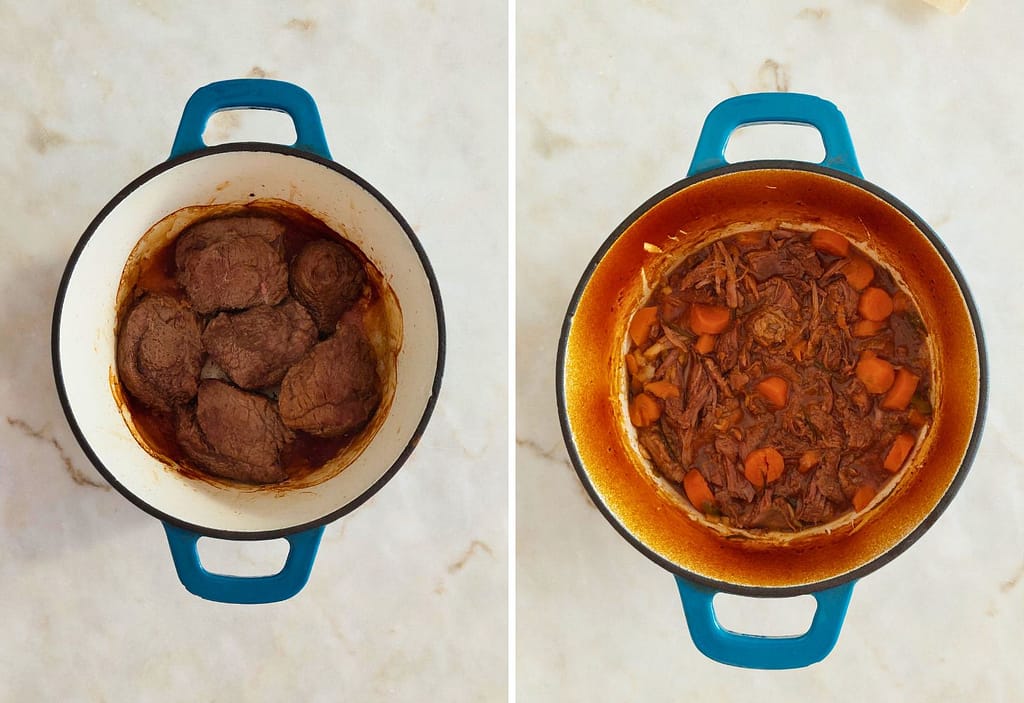 Vitela selada no tacho e de seguida assada no forno