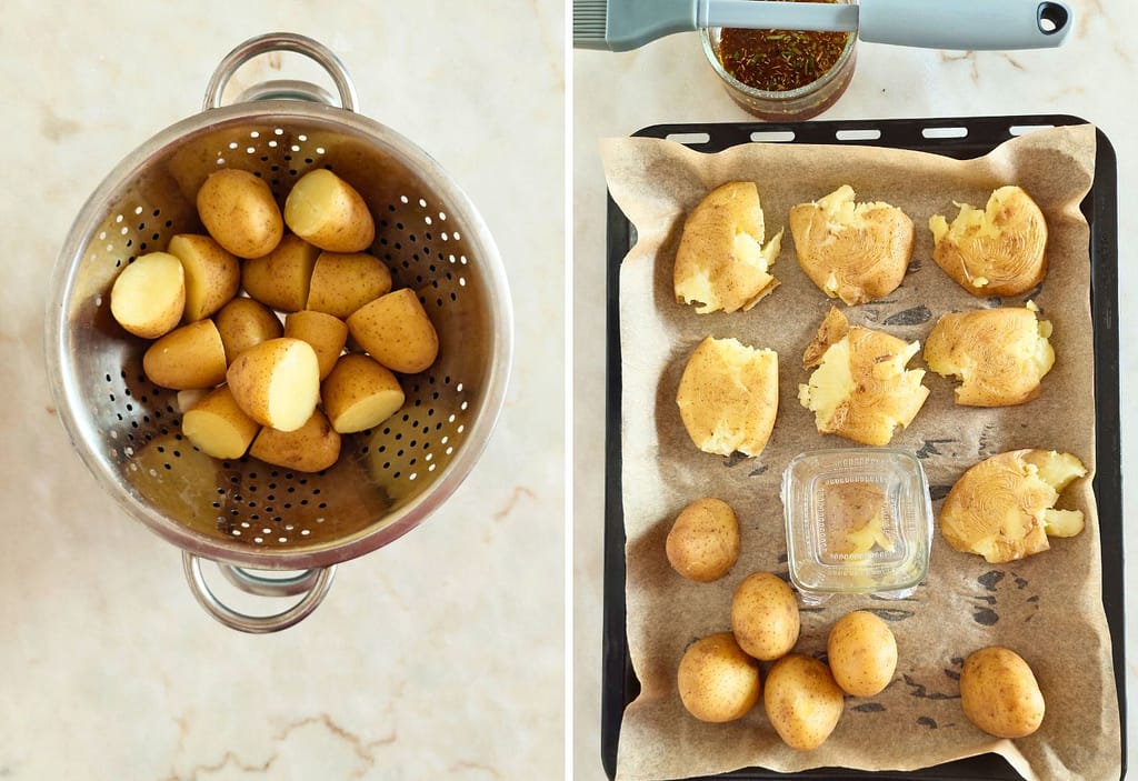 Aprende como fazer Batata esmagada no forno