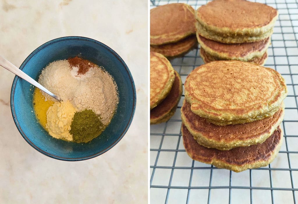 Aprende como fazer Panquecas de Aveia e Matcha Sem açúcar