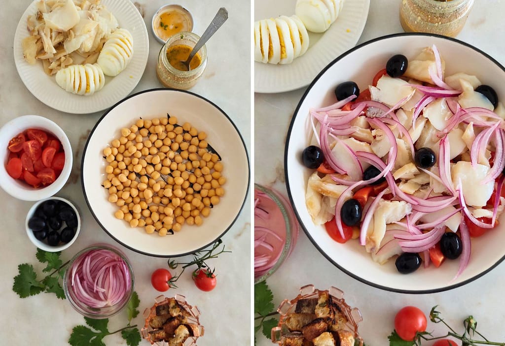 Aprende como fazer Salada de bacalhau assado com grão Na airfryer
