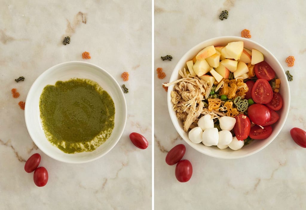 Aprende como fazer Salada de massa frango e pesto