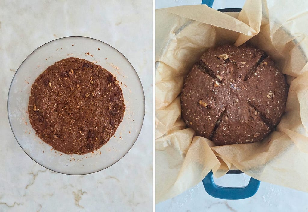 No‑Knead Carob & Oat Bread