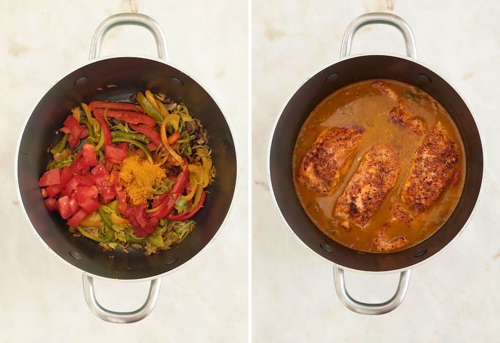 homemade recipe: quick salmon curry only one pan