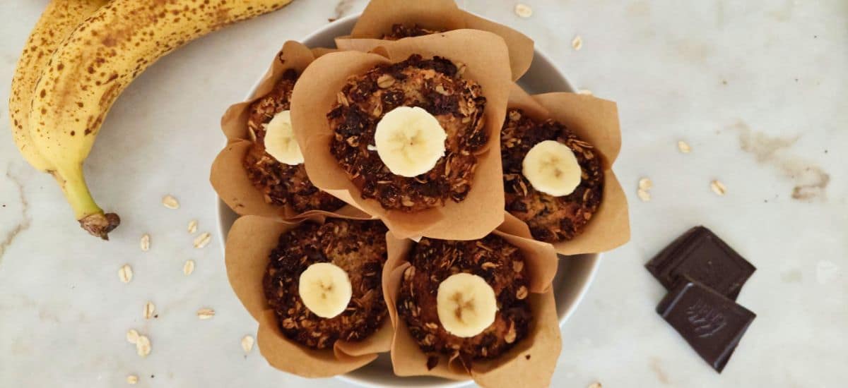 Muffins Saudáveis de Banana e Chocolate na Airfryer
