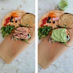 Montagem da receita adicionar os ingredientes ás camadas e a ultima fatia