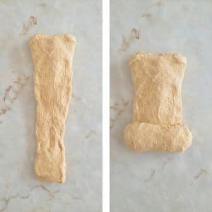 dar forma á massa do pão de abóbora: terceira dobra