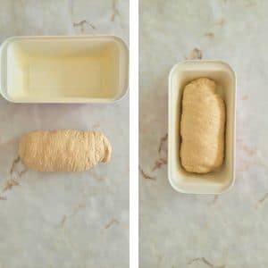 Massa de pão de abóbora pronta para colocar na forma de pão