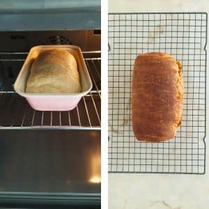 Pão de forma caseiro com abóbora no forno a assar
