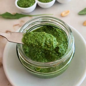 Molho Pesto de Rúcula e Manjericão Vegan
