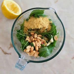 juntar todos os ingredientes do Pesto no processador
