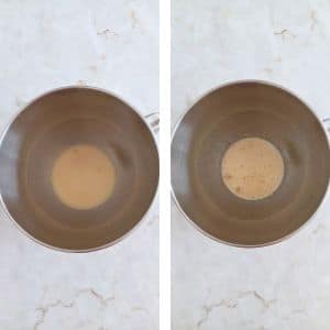 Juntar o leite morno com o fermento de padeiro