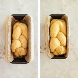 colocar a trança na forma e deixar levedar