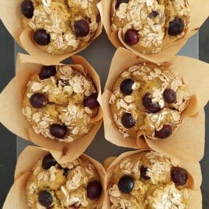 leva ao forno os miffins de mirtilo por 30 minutos