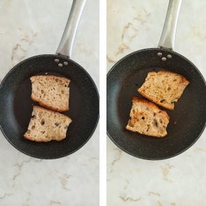 Tostar o pão com azeite na frigideira