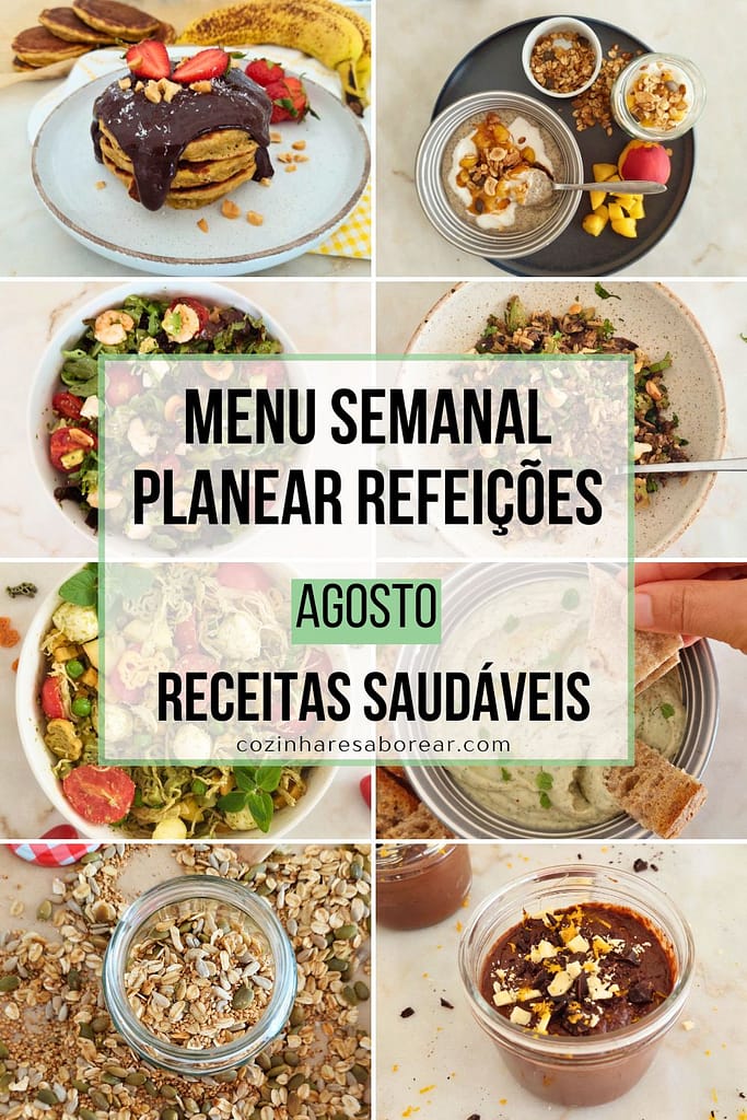 Menu Semanal Plano de Refeições agosto 2025 preparar menu para a semana