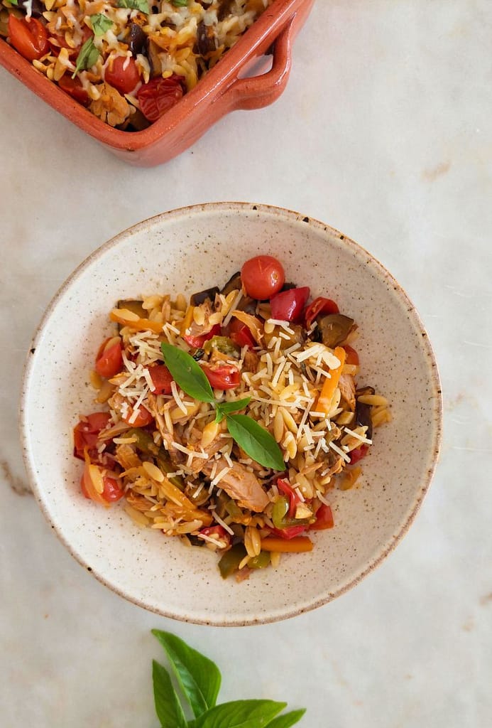Receita fácil Massa com atum tomate e beringela no forno - menu semanal outubro