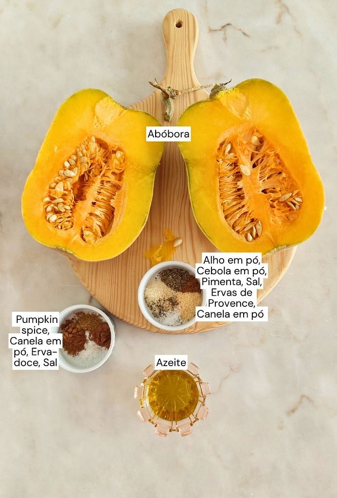ingredientes dispostos para pumpkin sauce
