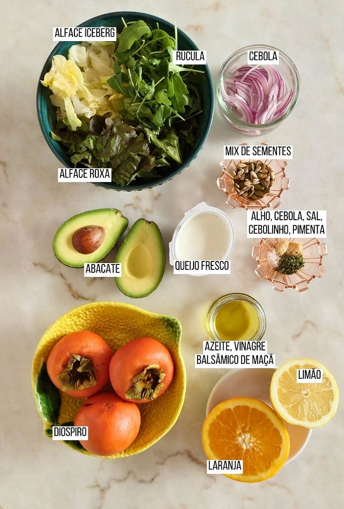 Ingredientes disposta na bancada para acompanhamento almoço ou jantar fácil e rápido em 20 minutos