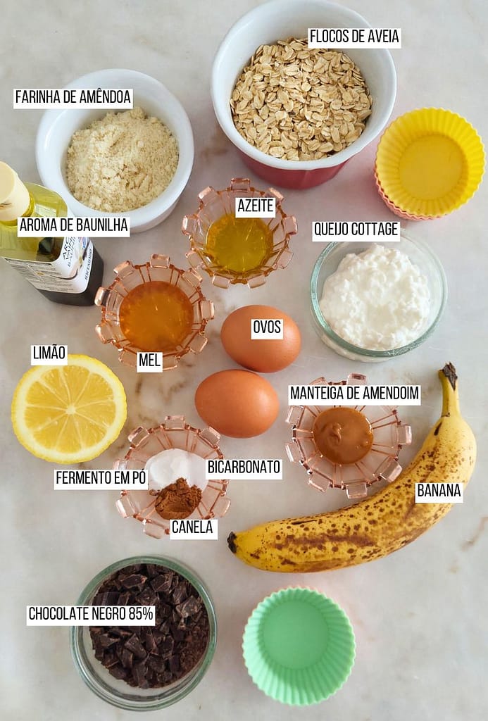 _Ingredientes para queques de pequeno-almoço, lanche ou brunch simples e rápido
