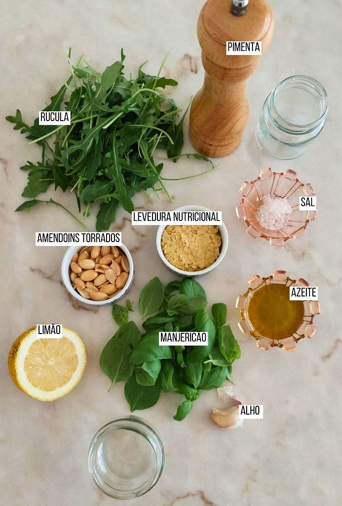 ingredientes para molho fácil e rápido, vegan e para saladas, massas e sandwich