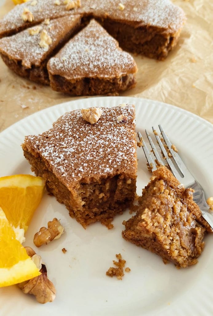 Receita fácil Bolo de noz laranja e canela Sem gluten e lactose