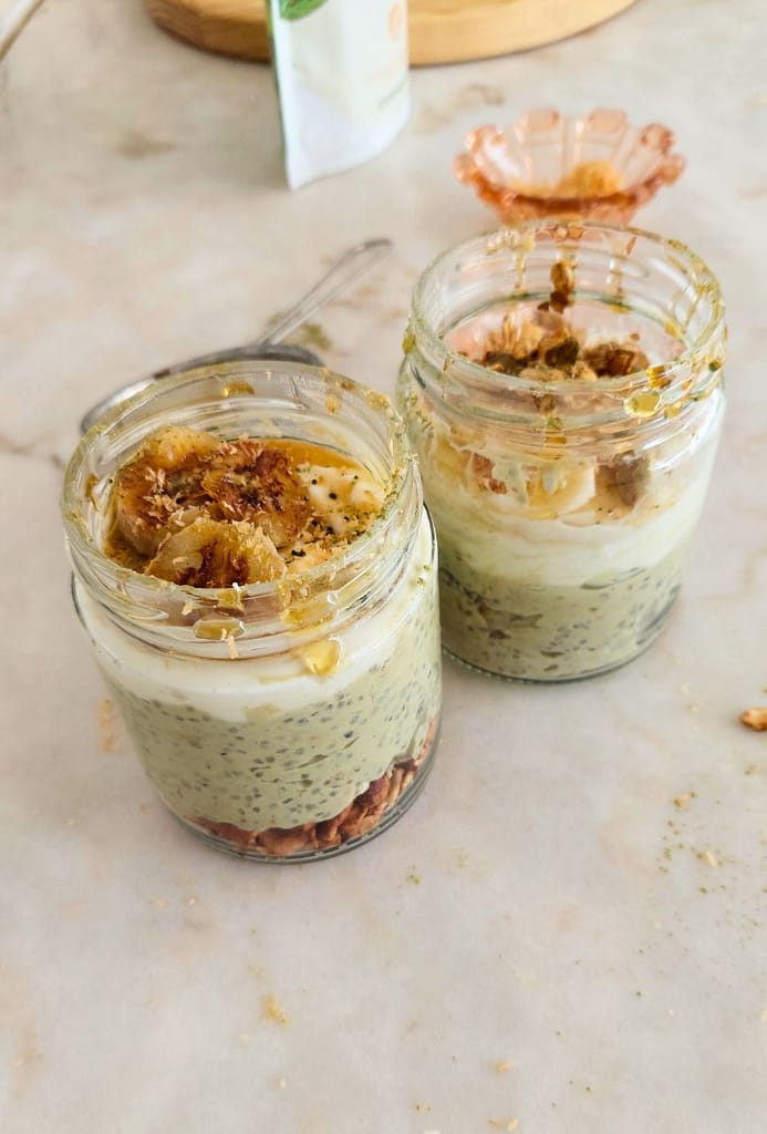 Receita rápida Pudim de chia matcha e coco