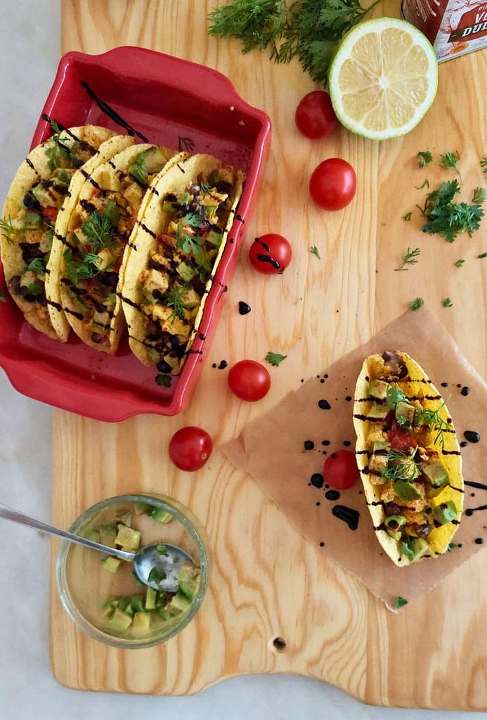 Tacos com ovos mexidos para pequeno-almoço 7 pequenos-almoços