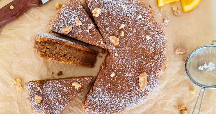 Bolo de noz laranja e canela | Sem glúten e lactose
