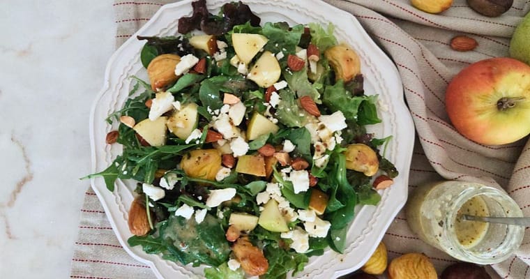 Salada de Outono Deliciosa: Feta, Maçã e Castanhas Assadas | Receita Rápida